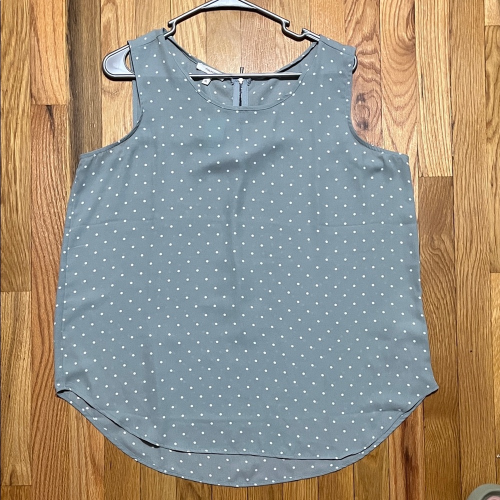 Maurices Grayish Green Polka Dot Blouse
